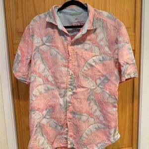 Tommy Bahama Men's Pink and Gray Palm Shirt